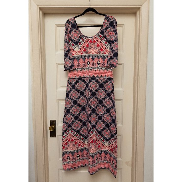 3/4 Sleeve Boho Printed Maxi Dress - Picture 1 of 4
